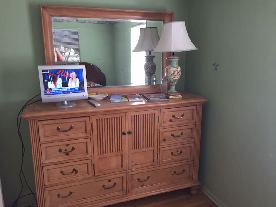 dresser with TV