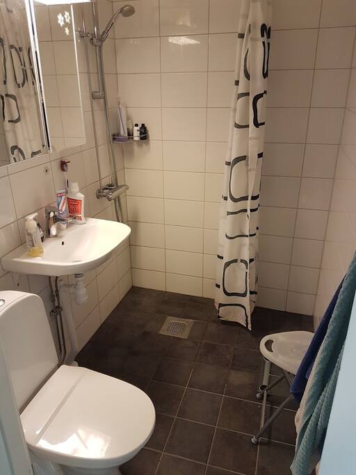 Bathroom with shower.