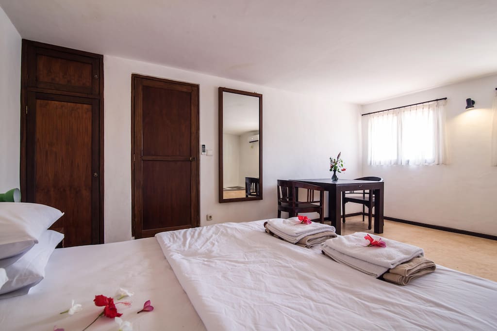 One bedroom. Upstairs