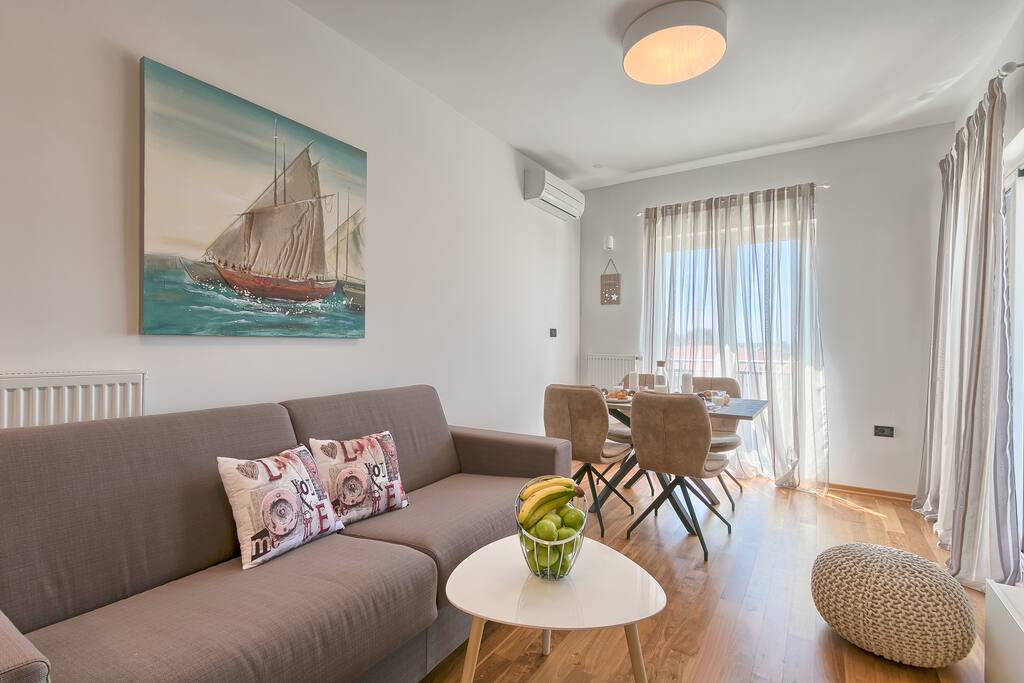 Open space living room with dining table