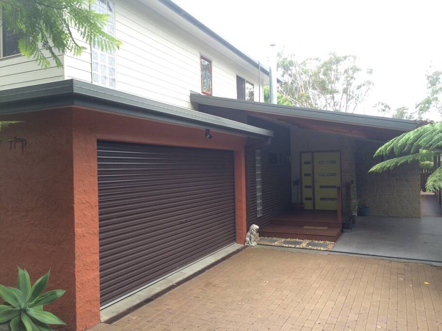 View from the driveway looking towards the front door