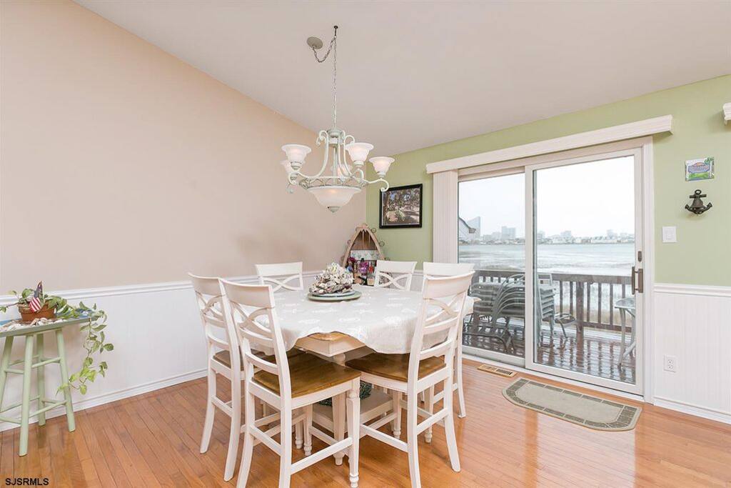 Dining room with water views