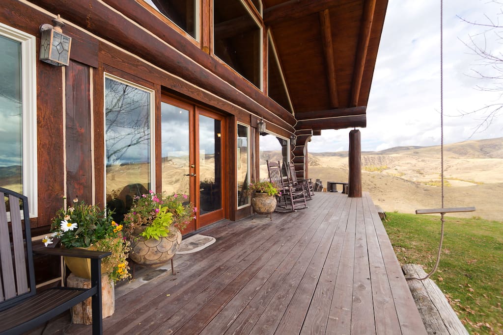 back viewing deck. Note the swing hanging from the ridge pole.