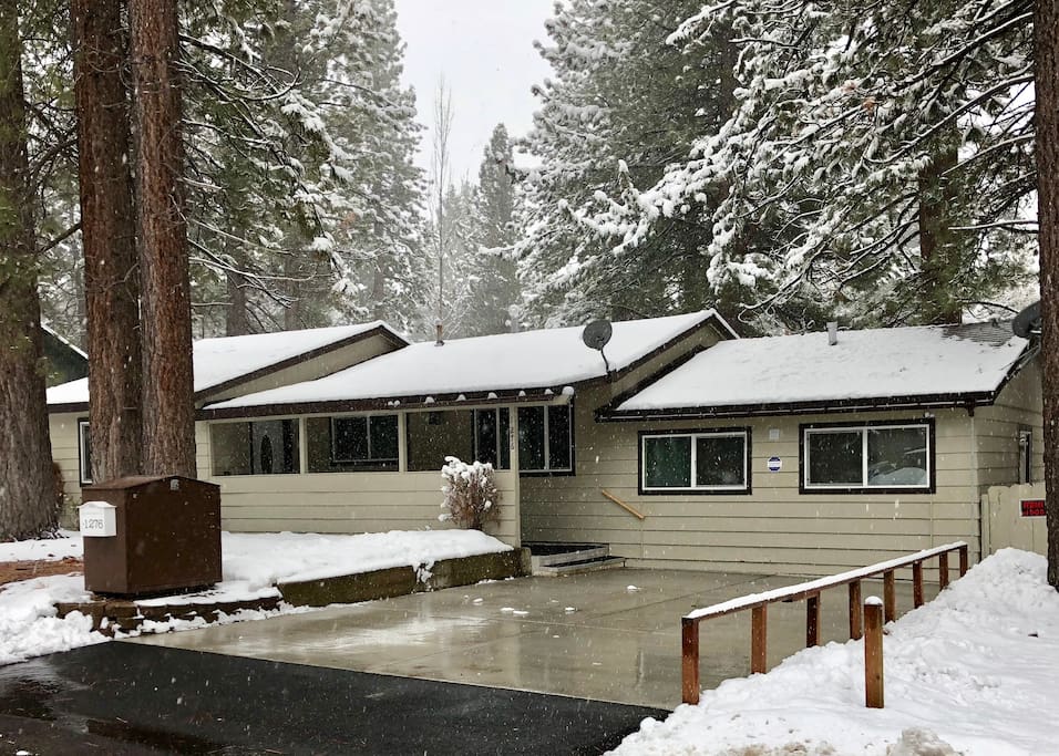 We have a nice level driveway for 2 cars - photo taken 3/14/18