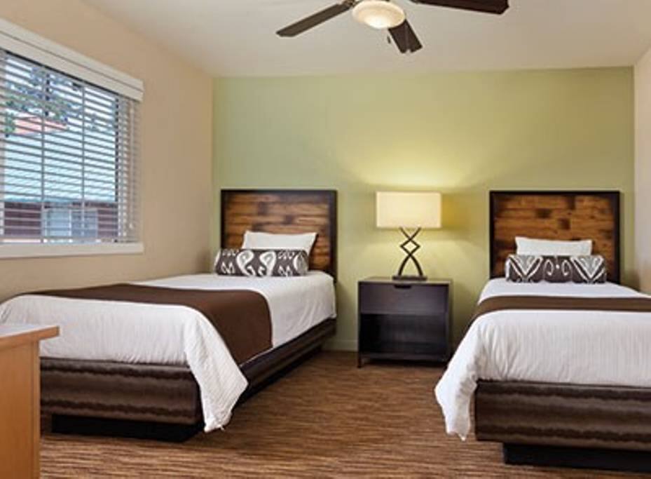 Second bedroom has 2 twin beds. The second bathroom is across the hall.