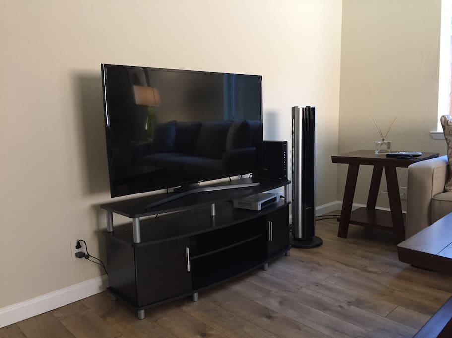 Large flat screen TV, high speed internet, Netflix, Cable TV.