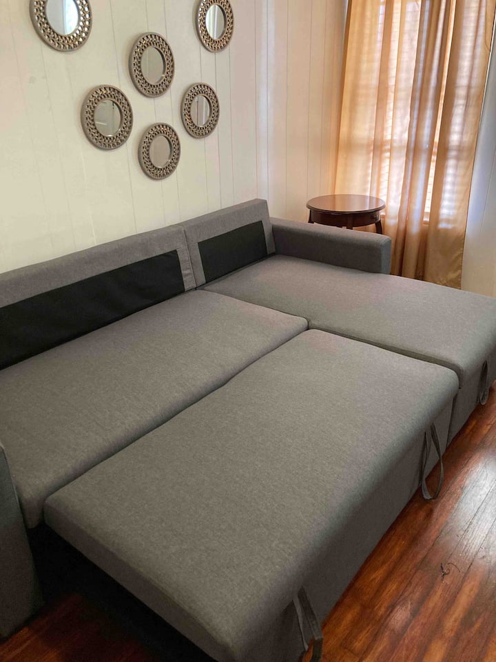 Sofa pulls out to make full size bed