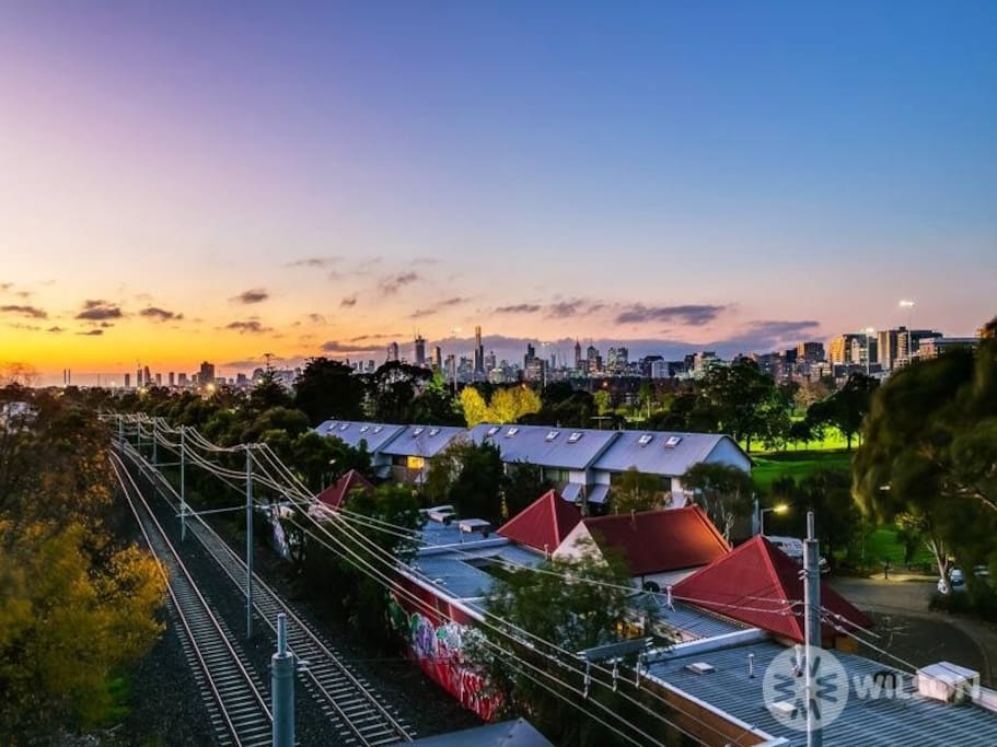 City skyline from terrace