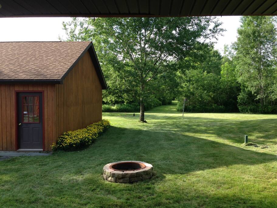 Back yard with firepit