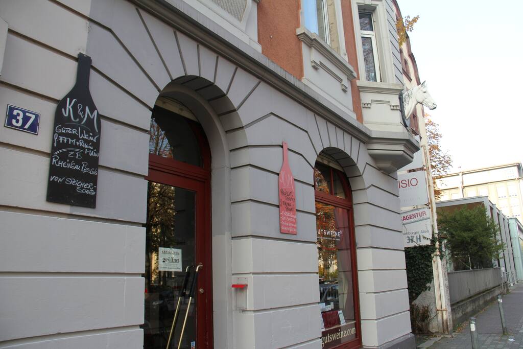 winestores,balery, café below & around the apartment