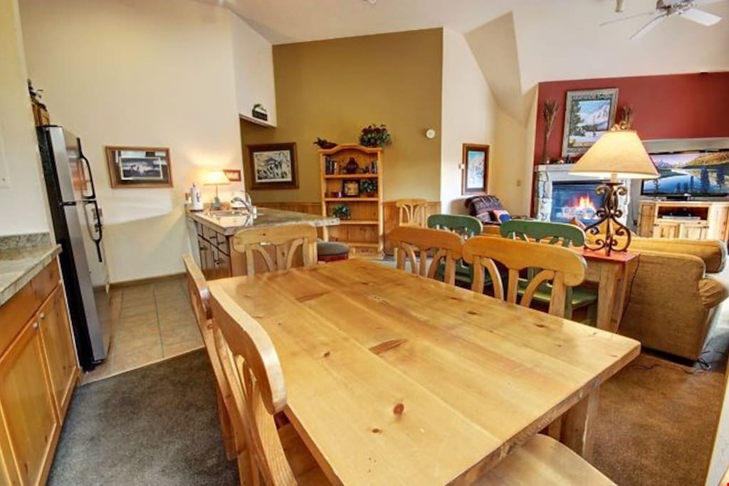 Enjoy your meals at the large dining table with seating