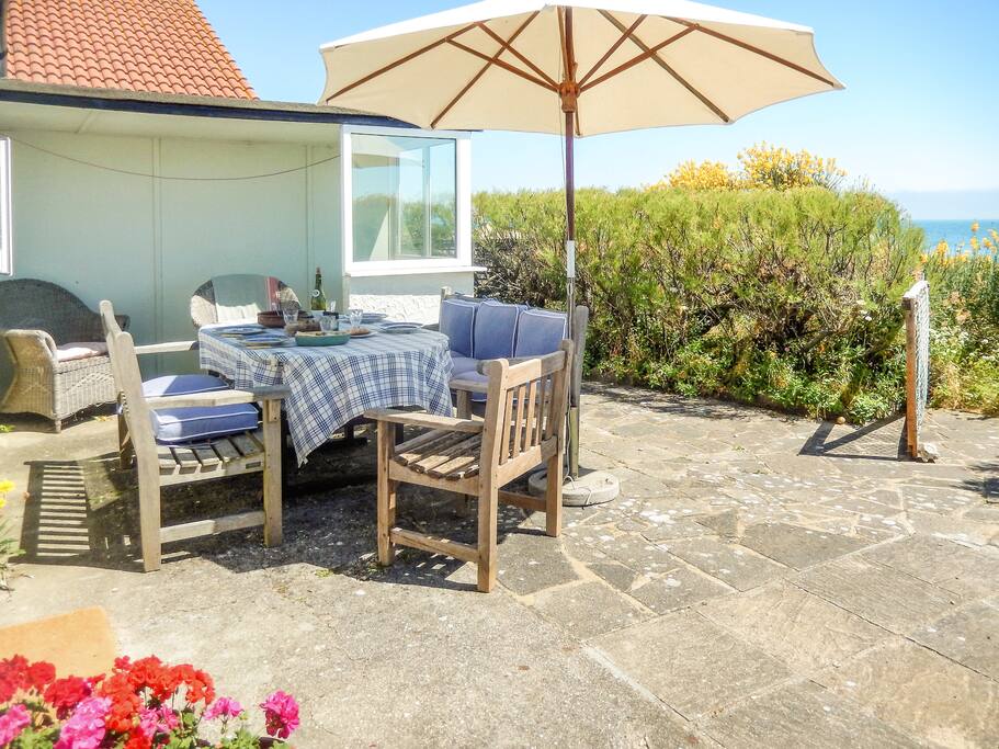 Sunny beachside terrace