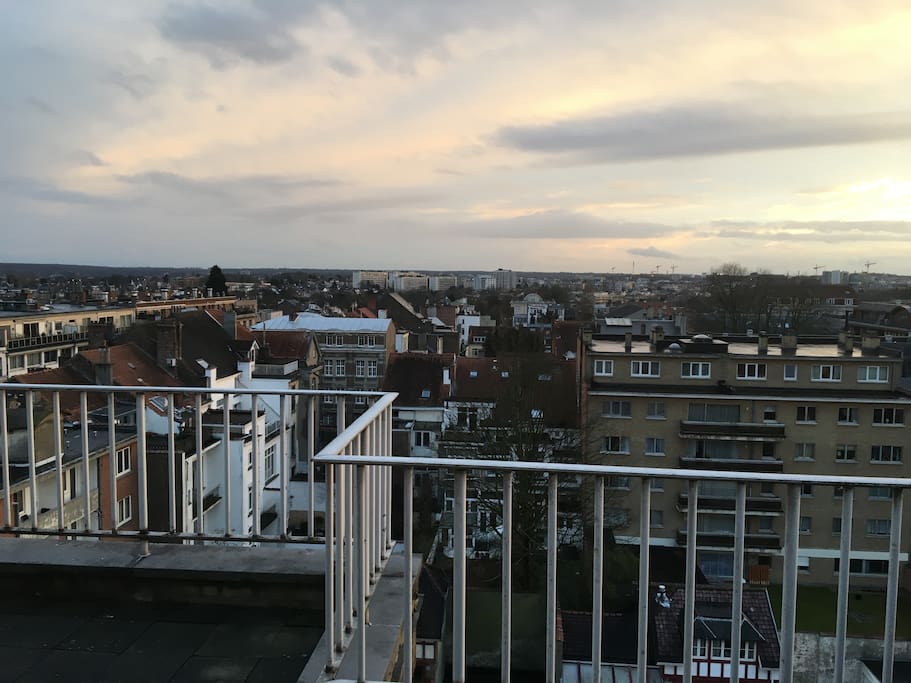 Incredible view from the bedroom balcony to west Brussels