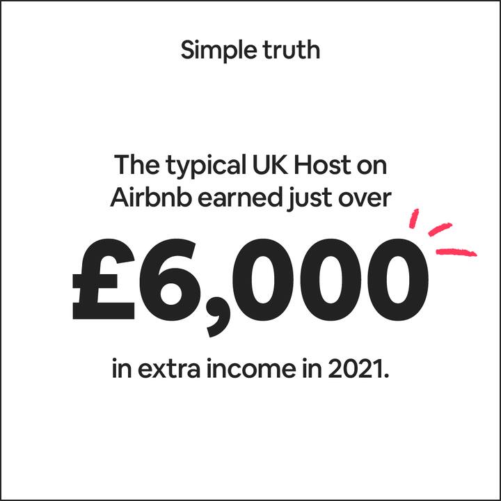 The typical UK Host on Airbnb earned over £6,000 in extra income in 2021