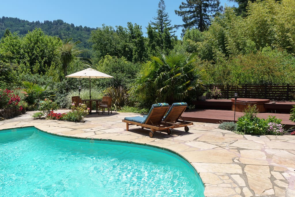 The pool is refreshing after a soak in the hot tub, even during the winter!