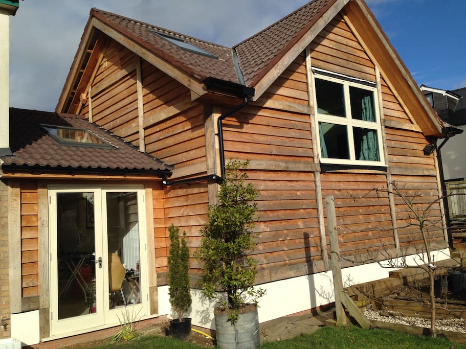Rear view of studio