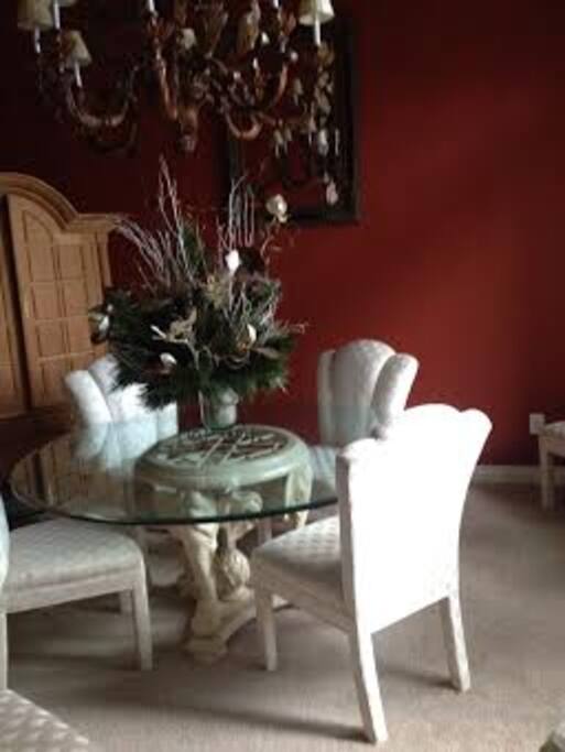 Formal dining room with chandelier