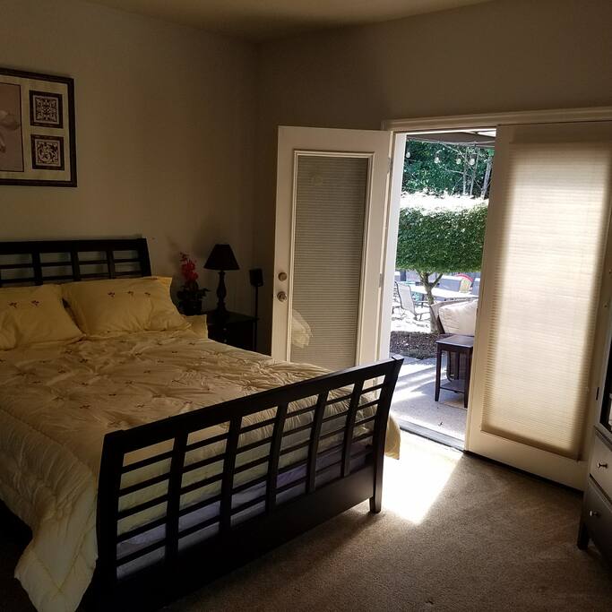 Access from suite to back patio area.