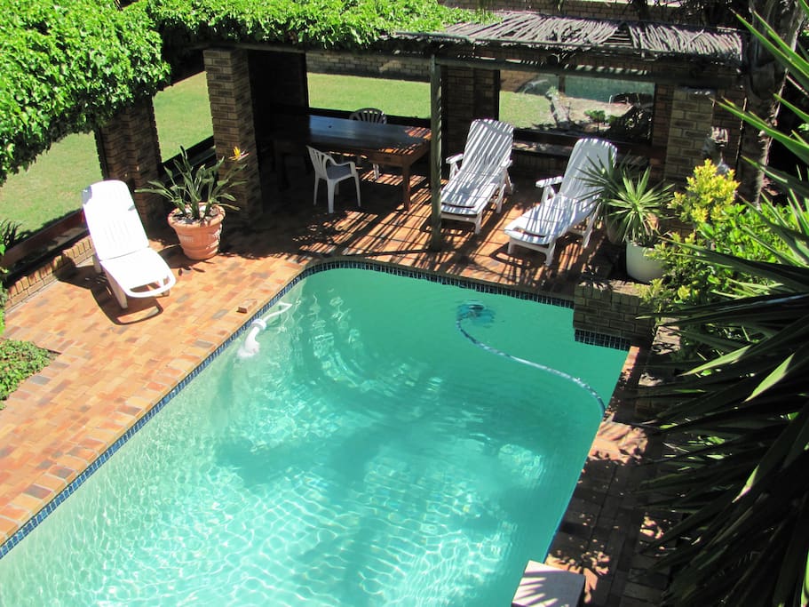 View from balcony to pool area