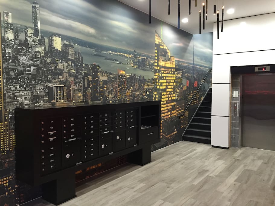 Lobby of Building With An Awesome New York City Backdrop