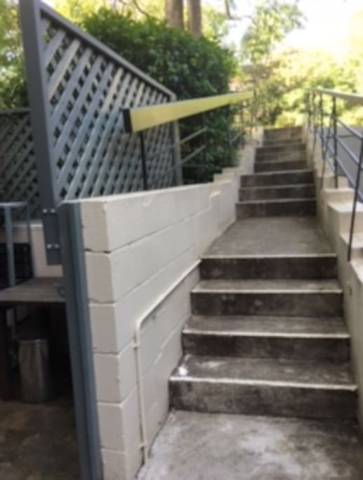 Stairs leading to the front court yard (gate can be access from the inside so will need to go down and up more stairs to get to the front door but can access from here if you have someone to do this for you.