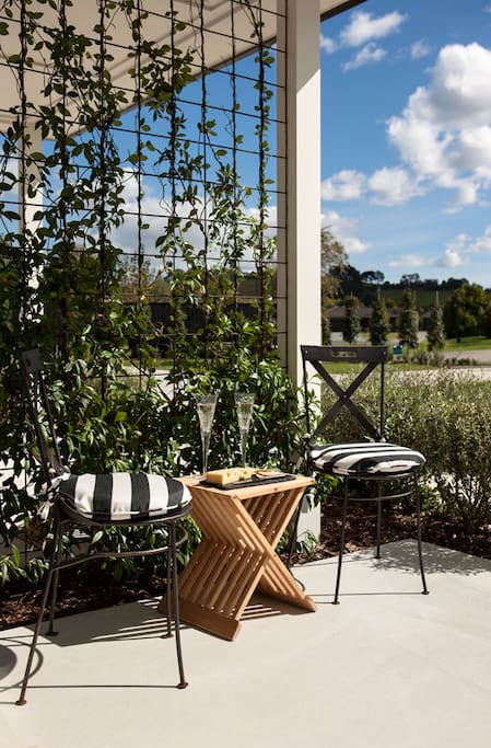 Each Suite opens out to a private patio to sit and enjoy the quiet beauty of the rural surrounding