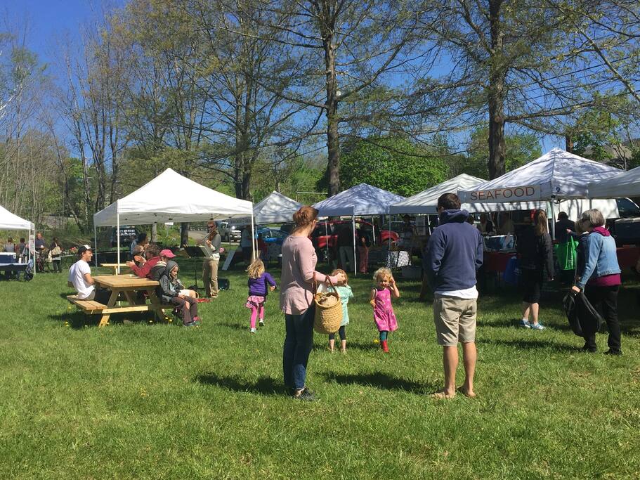 Farmer's Market across the street on Saturday and Wednesday mornings. Many yummy treats!