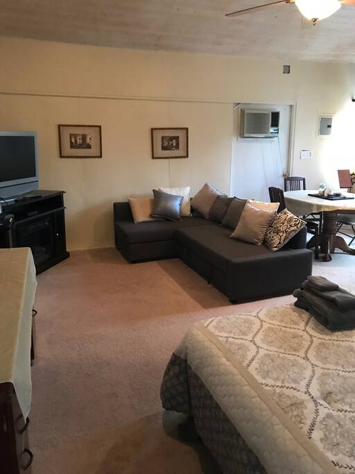 Couch pulls out to full size bed