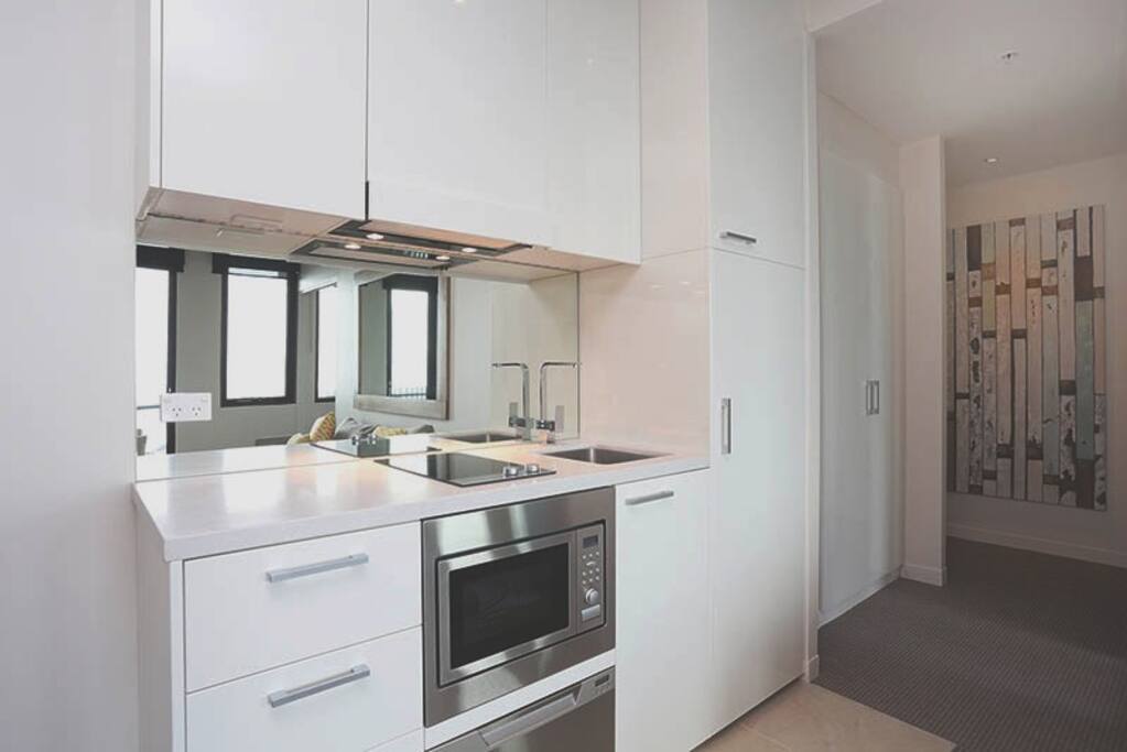 Stainless steel appliances inc. fridge and dishwasher