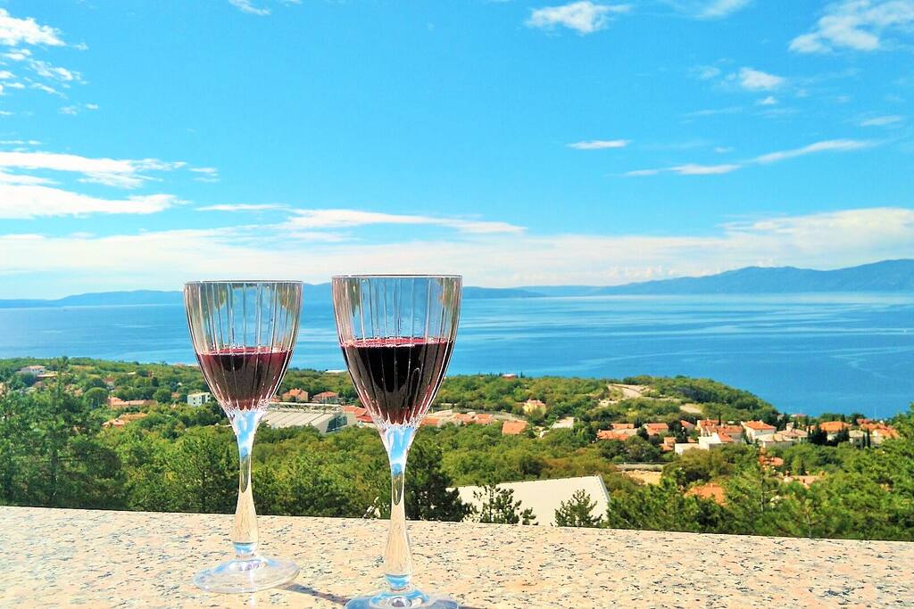 Enjoy the glass of wine or morning coffee from balcony with magic panoramic view to blue Adriatic, and watch the white sailboats in the morning training.