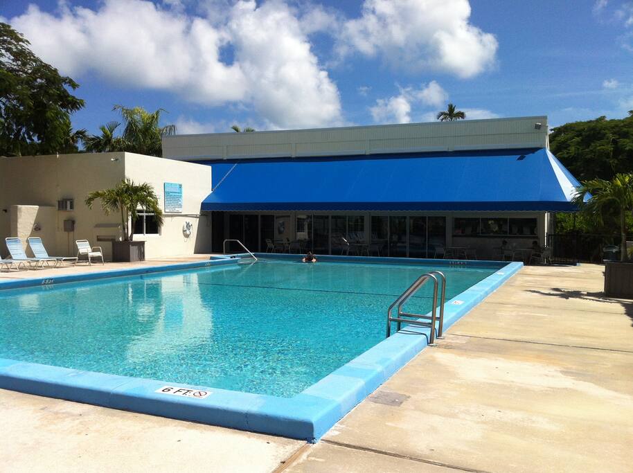 Large heated pool and sundeck area.
