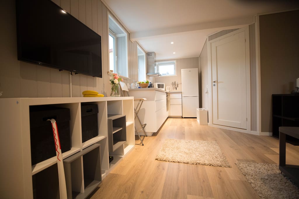 View from entrance to kitchen corner