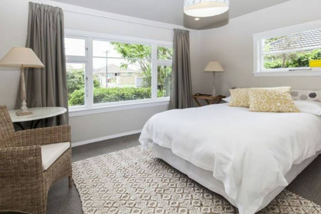 Second Queen Bedroom with winter weight bedding/ heater/ garden views