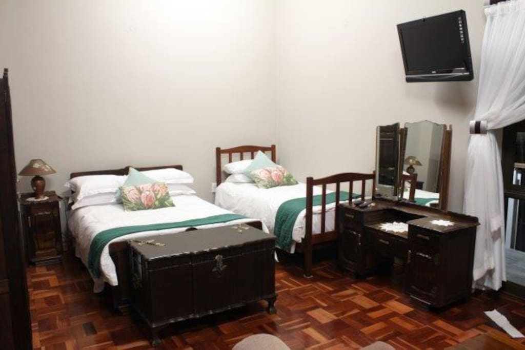 Double and single bed
