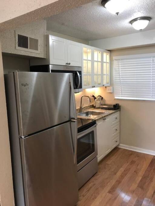 Kitchen. Refrigerator has ice maker. The water line to ice maker is filtered.