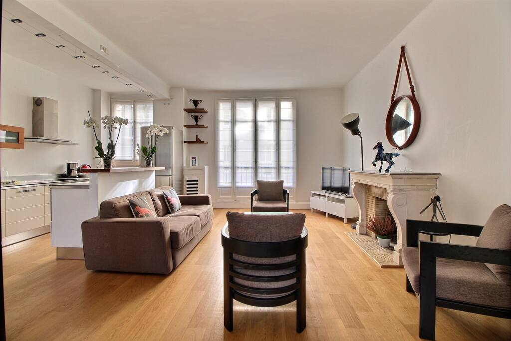Living room with sofabed and TV