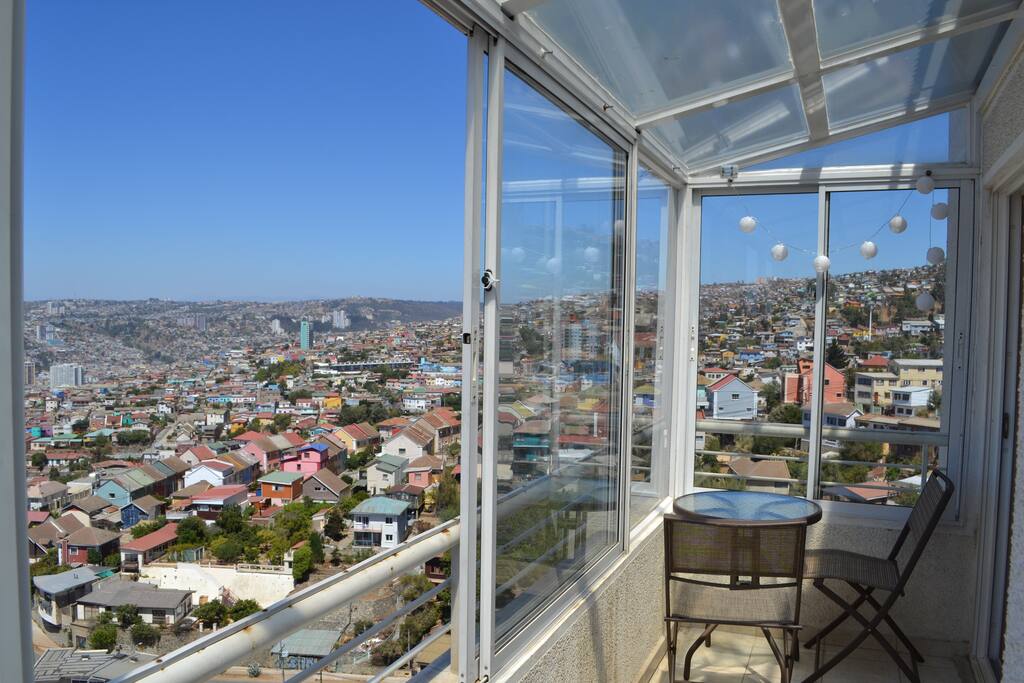 Balcony and view to the hills