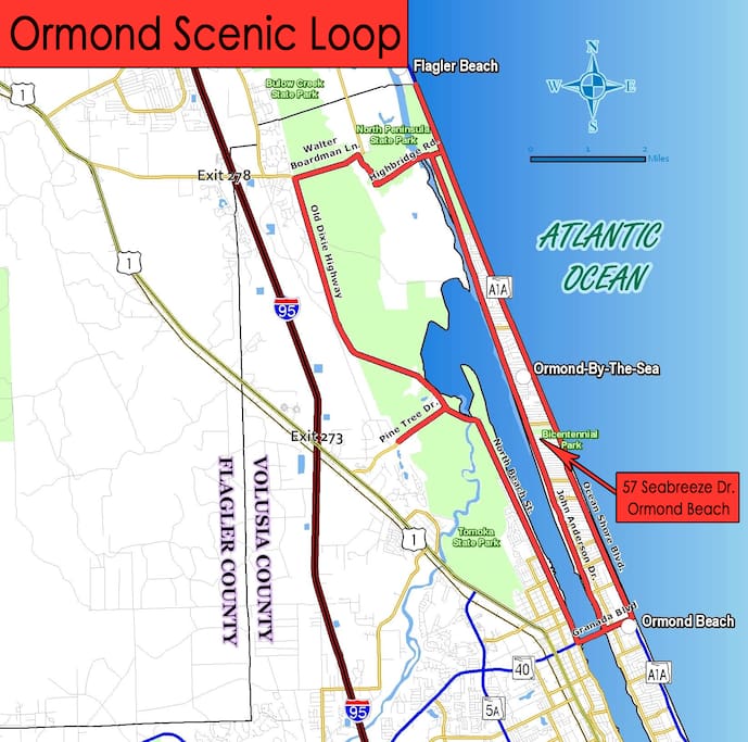 You will be staying beachside, right on the Ormond Scenic Loop!!!