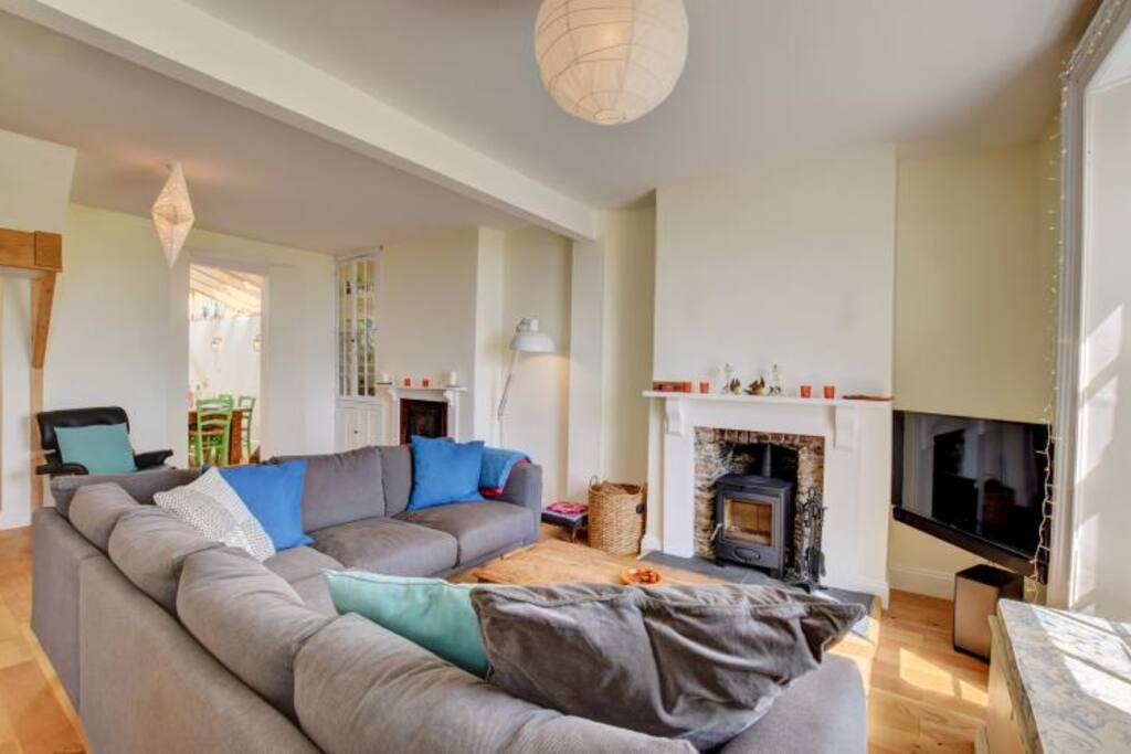 Lounge with wood burner