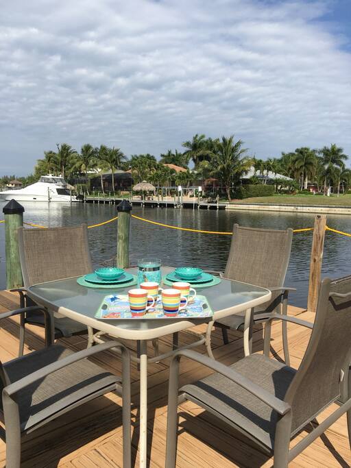 Enjoy breakfast on the dock