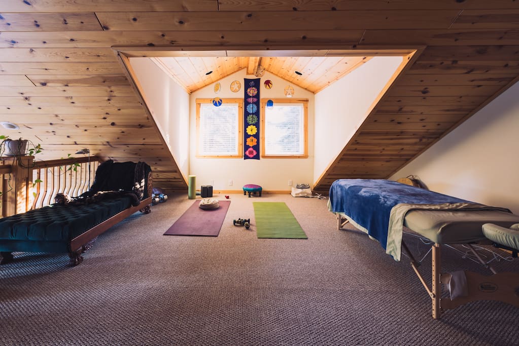 Yoga/mobility loft with chi machine, lumbar traction and discounted body work.