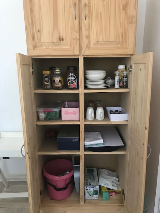 Basics are supplied in the kitchen cupboard