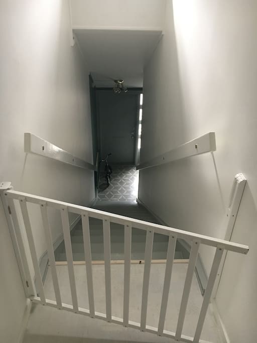 View on entrance with gates for kids safety.