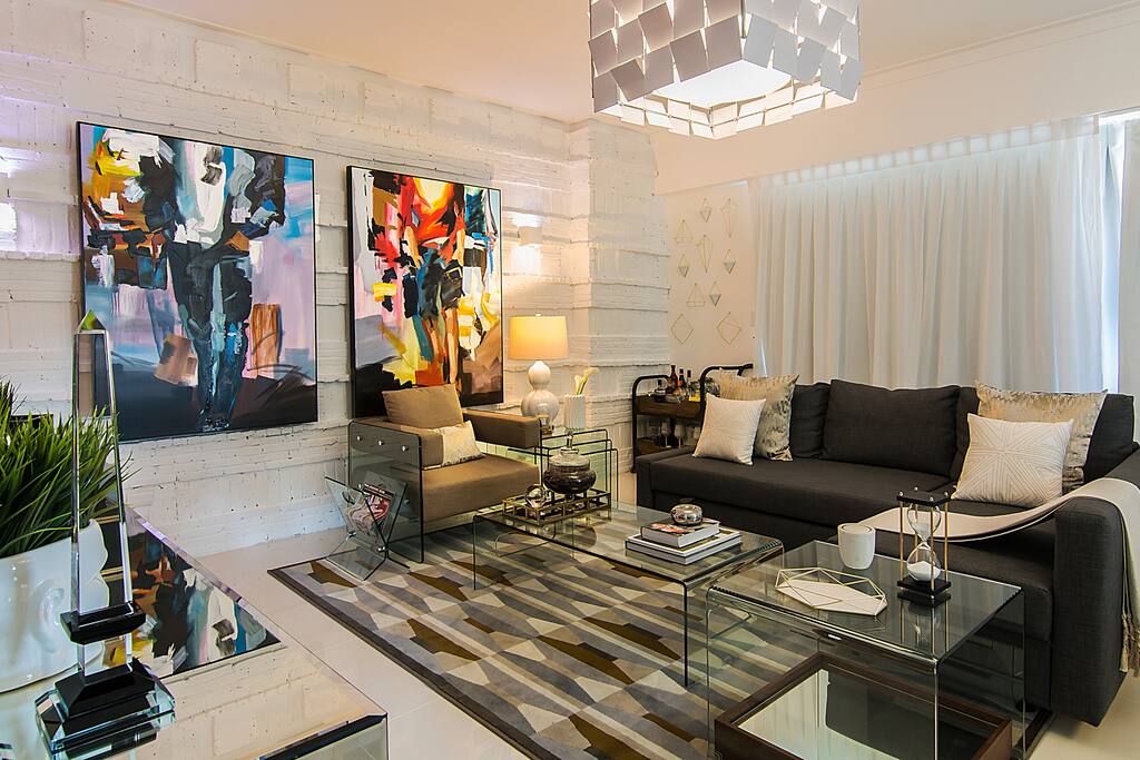 The Spacious Livingroom comes with a Fully Equipped Open Kitchen with breakfast Bar, Spacious Balcony with Beautiful City Views, Smart TV with Cable, Fast WIFI, Dining Area and Lounge Area
