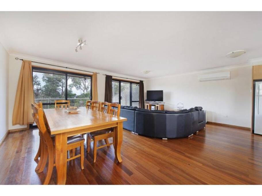 Open plan dining and family area located upstairs