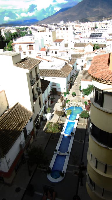 View from bedroom to pedestrian street
