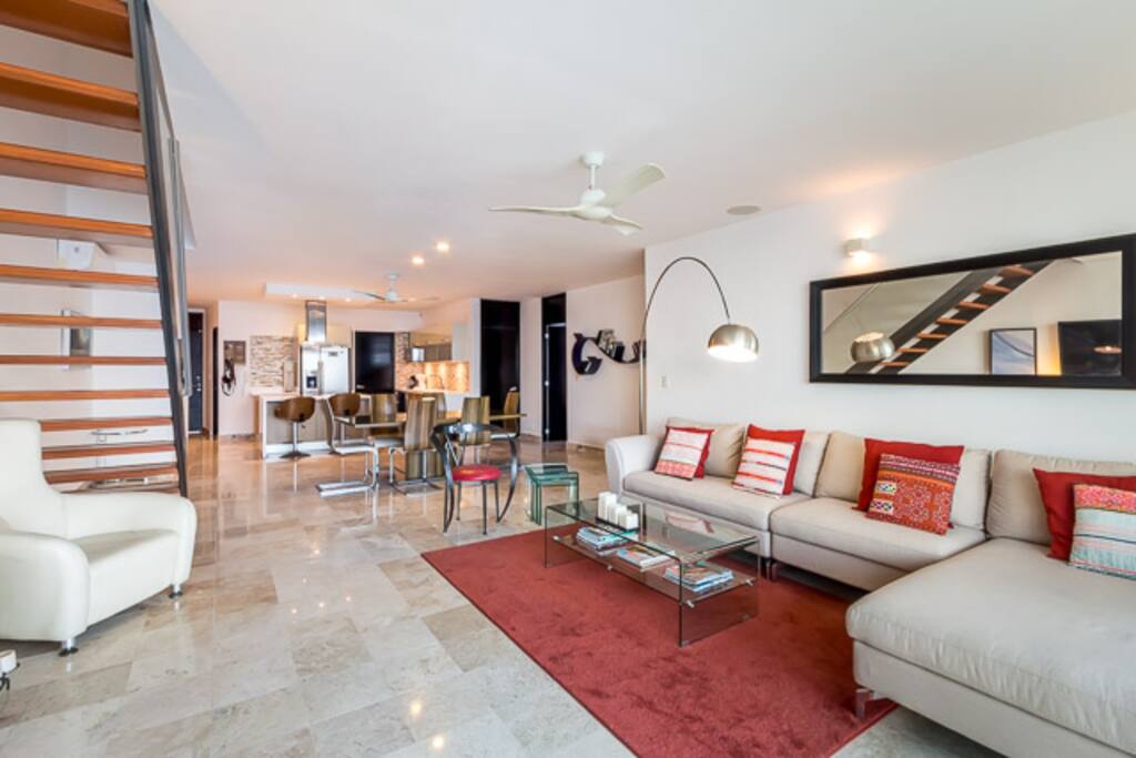 The open concept space provides a nice flow through the condo