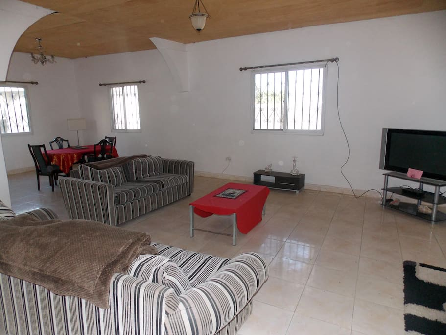 Large open airy lounge and dining area