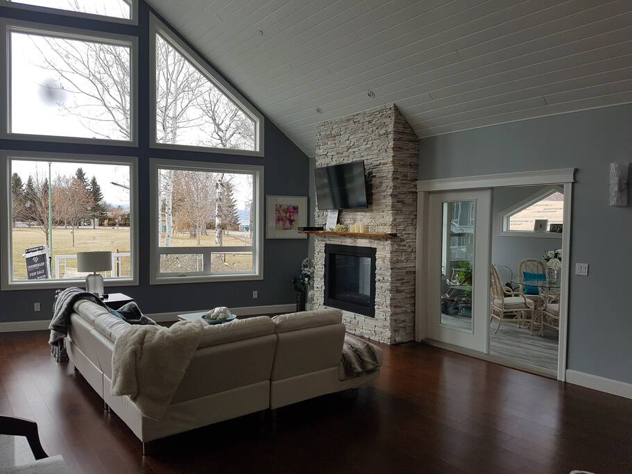 Great room off kitchen & dining main floor.