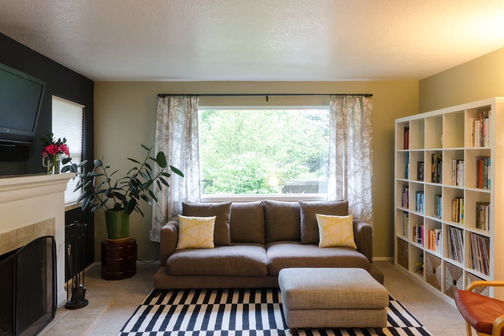 Light filled, contemporary and comfortably furnished space.